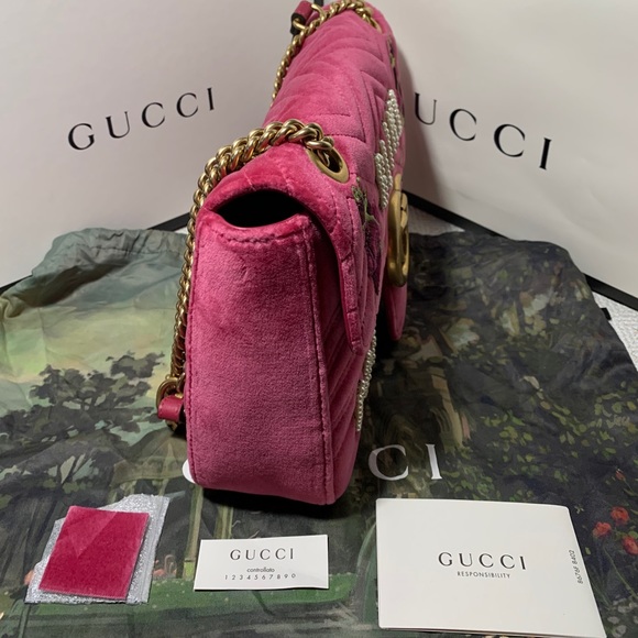 NWT Gucci GG Velvet Marmont Medium Blind for Love - Picture 8 of 12